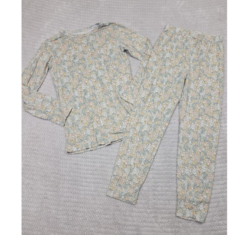 Laree & Co Pajama Set Girls 7/8 Flower Print Bamboo 2 Piece Set